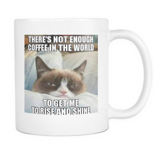 Rise and Shine funny cat meme double sided 11 ounce coffee mug