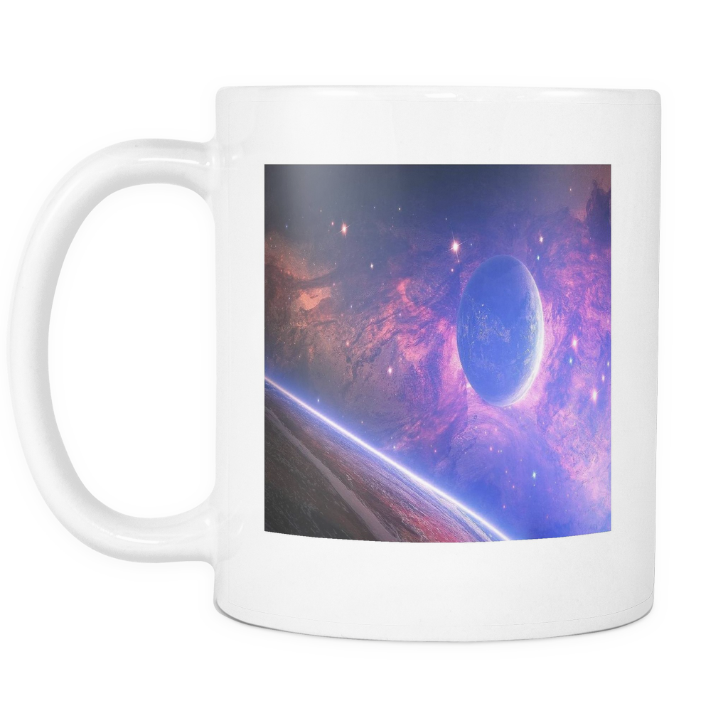 Planet with light spots double sided 11 ounce coffee mug