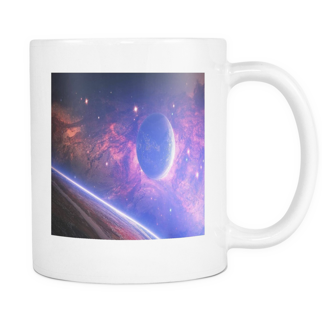 Planet with light spots double sided 11 ounce coffee mug
