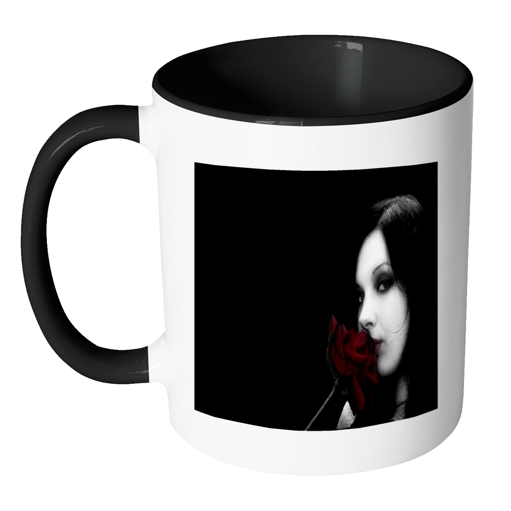Gothic Beauty kisses roses on double sided accent 11 ounce mugs
