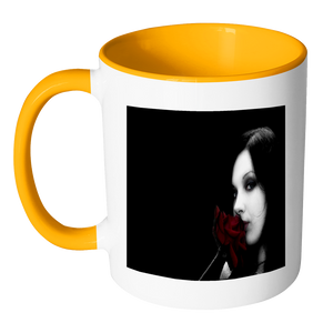 Gothic Beauty kisses roses on double sided accent 11 ounce mugs