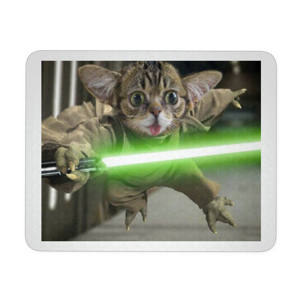 CAT WITH LIGHT SABER FUNNY MOUSEPAD