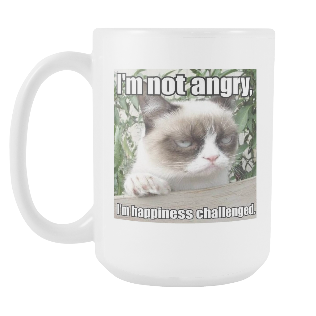 Not Angry funny cat meme double sided 15 ounce coffee mug