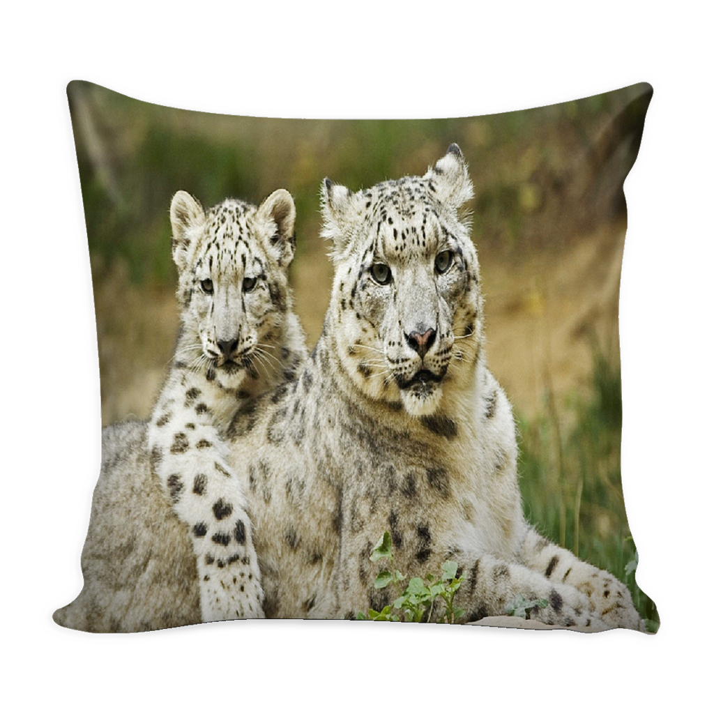 Snow Leopard Family Pillow cover