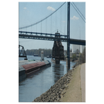 Railroad bridge riverfront canvas wrap