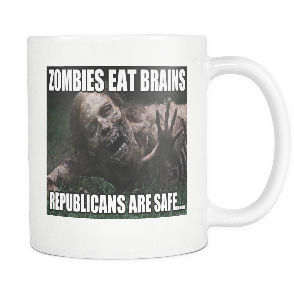 Zombies Eat Brains double sided 11 ounce coffee mug