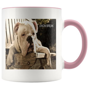 union break bulldog meme accent 11 ounce mug