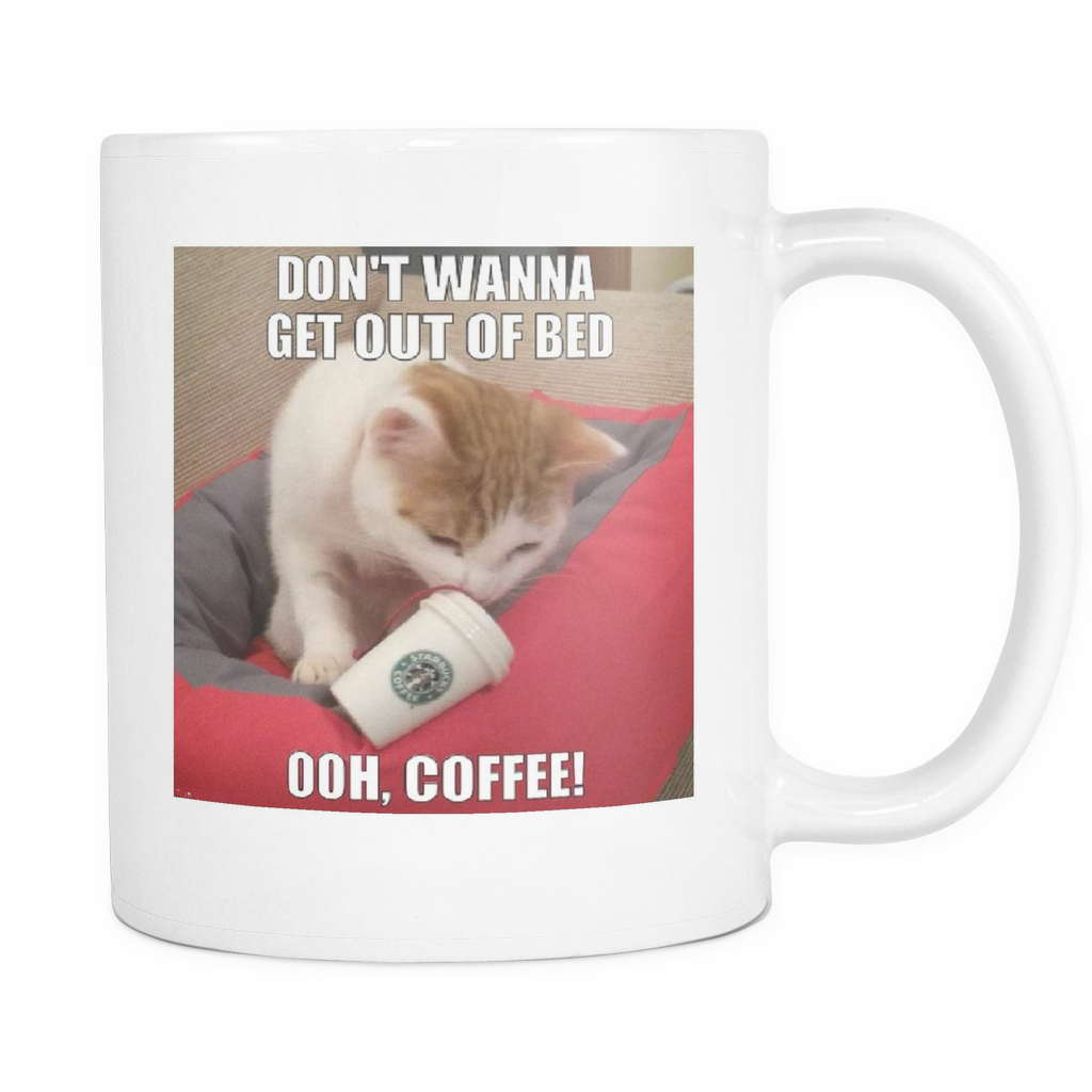 Coffee cat meme double sided 11 ounce mug