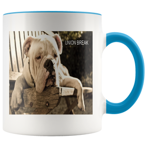 union break bulldog meme accent 11 ounce mug