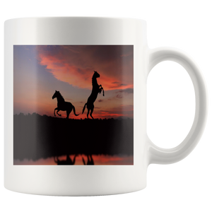 Horse sunset wild outdoors 11 ounce coffee mug