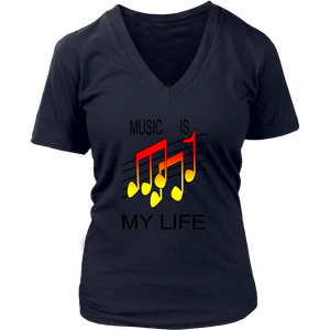 MUSIC IS MY LIFE DISTRICT WOMENS V NECK