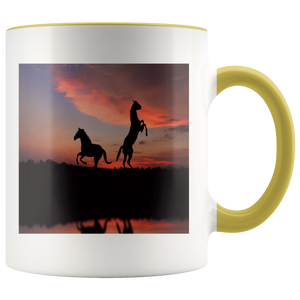 Horse sunset accent coffee mugs