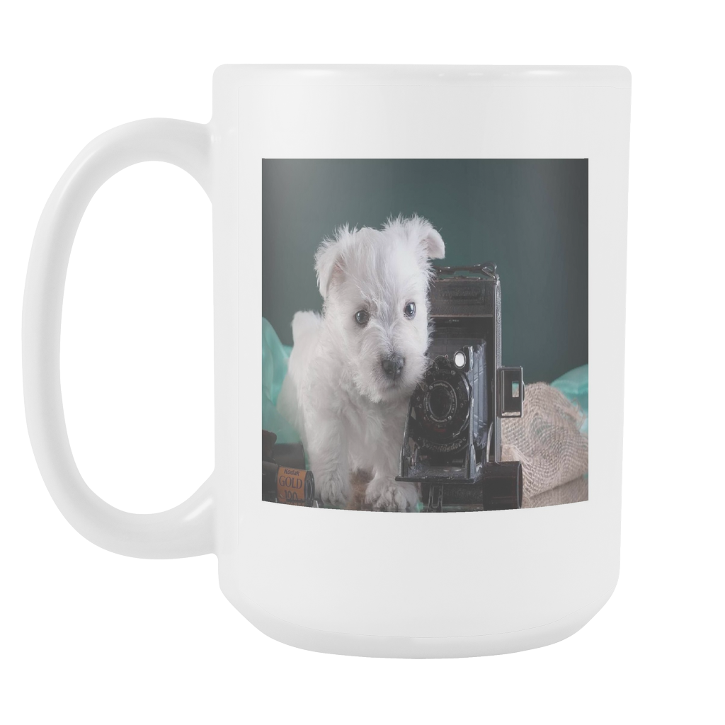 Puppy Photographer super cute double sided 15 ounce coffee mug